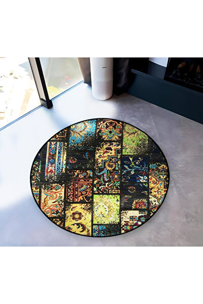 Rugs Modern Halı Mira Round Multicolor Patchwork Detailed Woven Base Modern D...