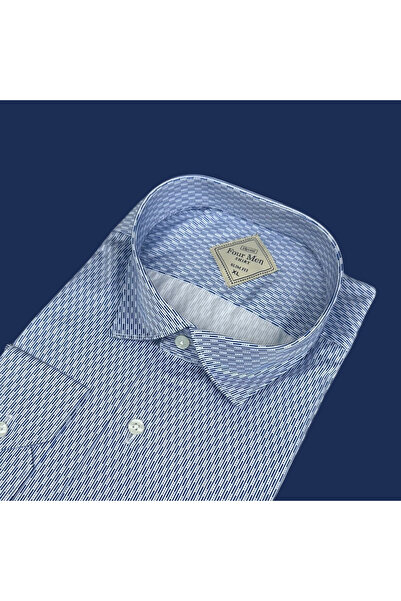 EREN STYLE Βαμβακερό μακρυμάνικο πουκάμισο χωρίς τσέπες σε στενή γραμμή (Slim...