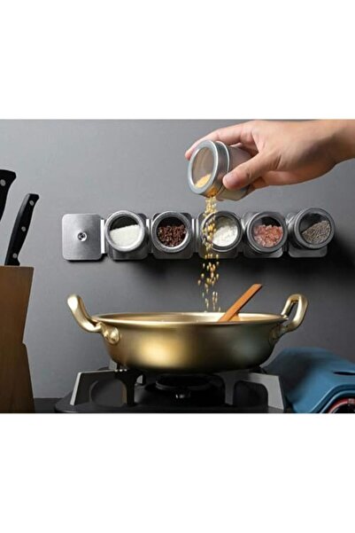 STOREMAX 4’lü Mıknatıslı Paslanmaz Çelik Baharatlık Seti | Pleksi Kapaklı Man...