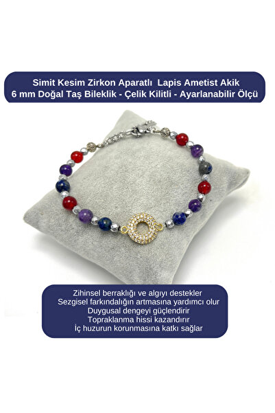 YILDIZ DOĞAL TAŞ Certified Simit Cut Zircon - Lapis - Amethyst - Agate 6mm Na...