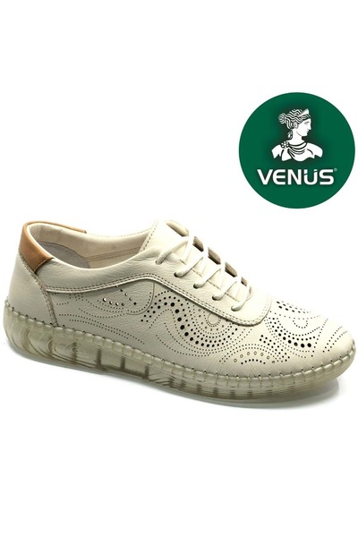 Venüs Cormorant Genuine Leather Orthopedic Women's Casual Shoes Beige