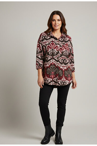 YusGos Women's Single Pocket 4/3 Sleeve Ethnic Patterned Thick Lumberjack Jac...