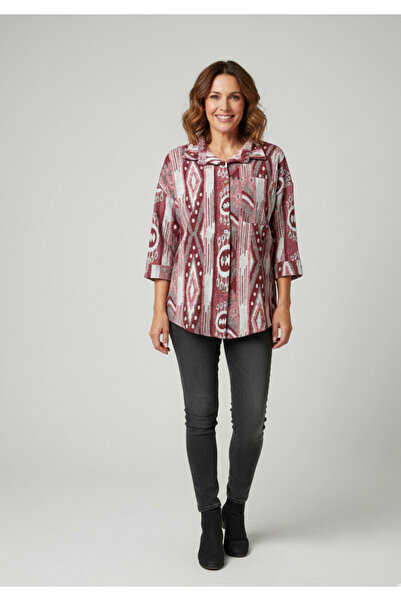 YusGos Women's Single Pocket 4/3 Sleeve Ethnic Patterned Thick Lumberjack Jac...