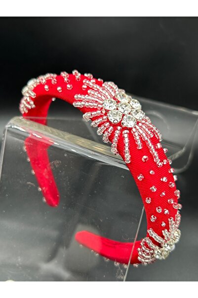 ByMerve Bym Design Handmade Women's Crown Satin Red Hair Accessory Evening Dr...