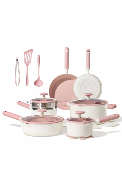 CAROTE 21-Piece Ceramic Nonstick Cookware Set with Strainer, PFAS-Free Health...