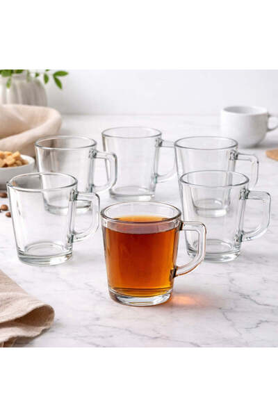 dealshopromania Set of 6 Marshall Glass Mugs 220 ml – For Coffee or Tea, Clas...
