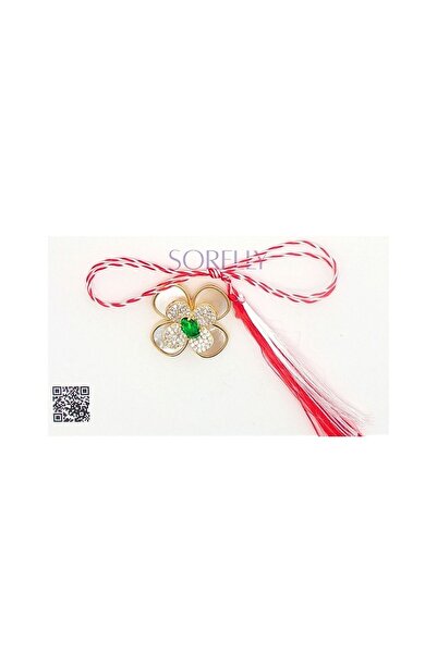 Bijuteria SORELLY Broșă floare placată cu aur de 14k și sidef