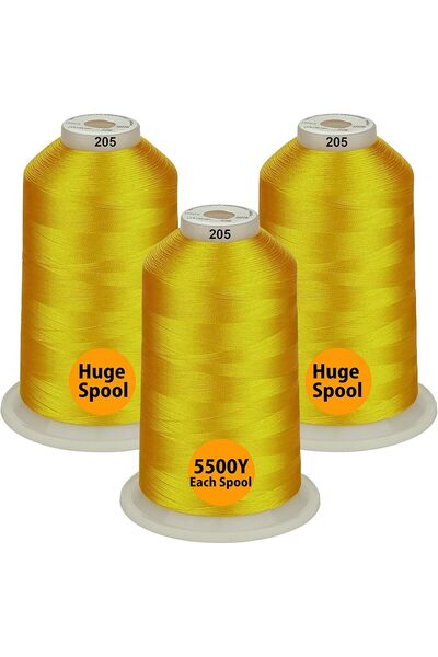 Simthread Embroidery Thread Set 3 Spools, 5000 m, Yellow Color