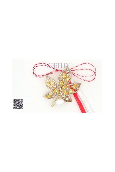 Bijuteria SORELLY Broșă cu aur de 14k, frunză de arțar