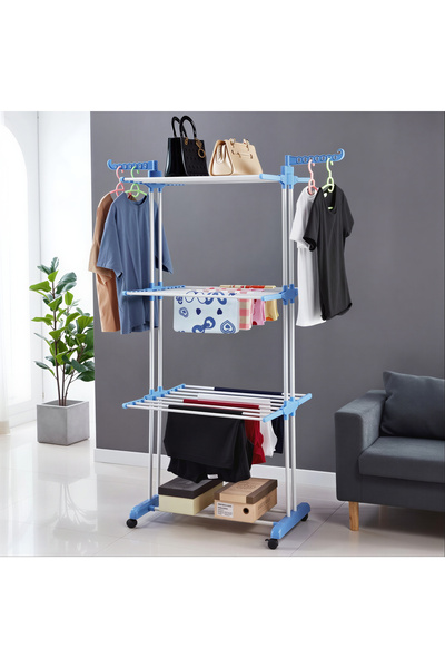 Amigo Uscător de rufe 165,5×75×52cm cu 3 niveluri metalice, susține 50kg cu 2...