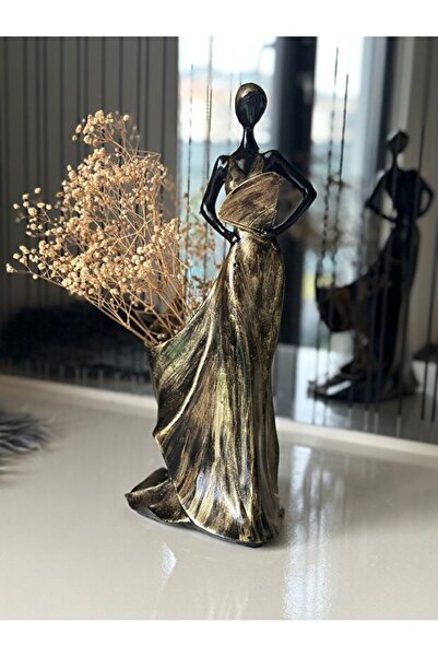 Dekoromi Kadın Şaraplık Biblo Altın Eskitmeli Hediyelik ve Masaüstü Dekorasyo...