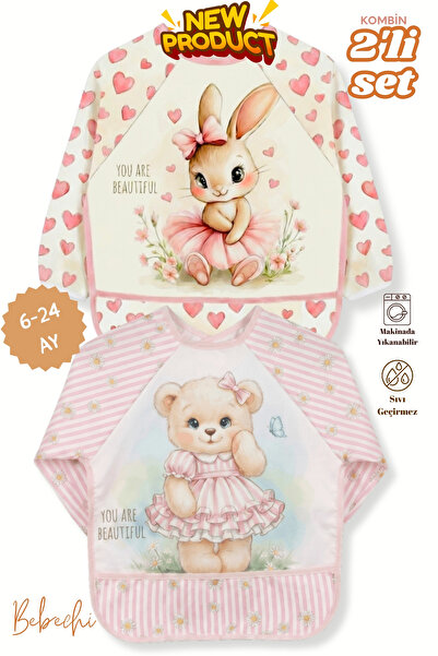 Bebechi 2-Piece Long Sleeve Wearable Rabbit-Teddy Bear Pattern Liquid-Proof A...