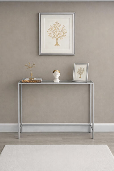 AVİBO HOME Zerura Gri Çerçeveli Cam Raflı Dresuar Modern İnce Tasarım "100*85...