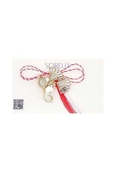 Bijuteria SORELLY Broșă Mărțișor Placată cu Aur de 14k, Flori