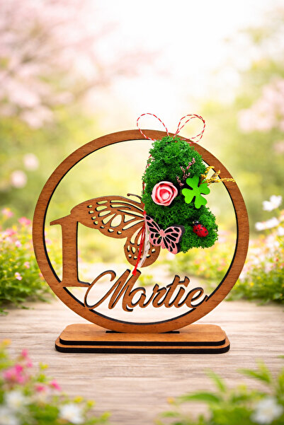 OEM Decoration with stabilized lichens – March 1st Gift, Martisor, 15 cm, Beige.