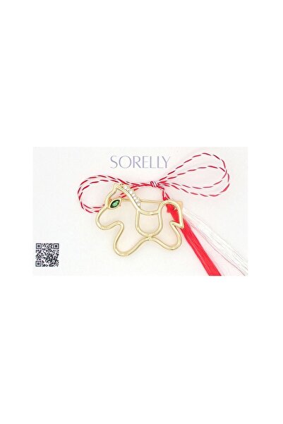 Bijuteria SORELLY Broșă cu ponei placată cu aur de 14k