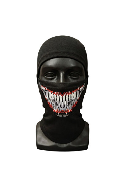 Barinoska Desenli Balaklava Kar Maskesi - Venom Gülüşü Figürlü Motosiklet Kay...