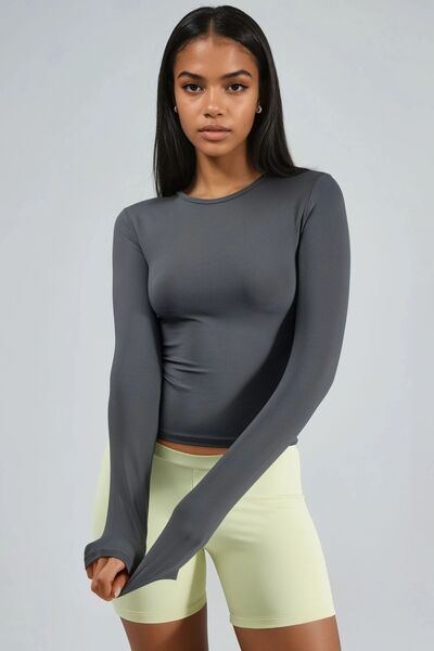 Hiccup Busem Slim Fit Round Neck Long Sleeve Blouse