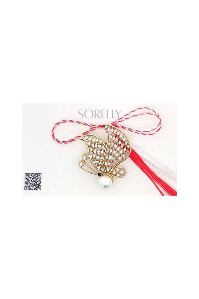 Bijuteria SORELLY Broșă Mărțișor Fluture Placat cu Aur de 14k