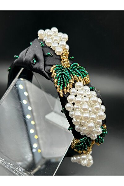 ByMerve Bym Design Evening Dress Hand Embroidered Black and White Pearl Grape...