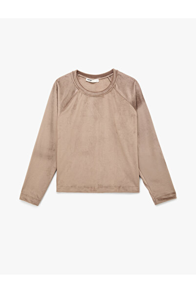 Koton قميص بيجامة من القطيفة المضلعة بأكمام طويلة وياقة دائرية