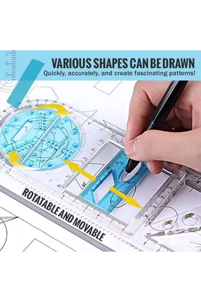 TeTea KIT Educationala Tetea, Rigla Geometrica Multifunctionala pentru desen, masurare si schite