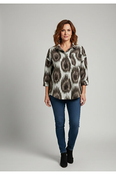 YusGos Women's Single Pocket 4/3 Sleeve Ethnic Patterned Thick Lumberjack Jac...