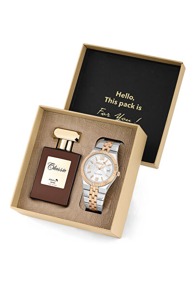 Polo Air Çift Klips Mercek Takvimli Erkek Kol Saati Ve Parfüm Hediyelik Kutus...