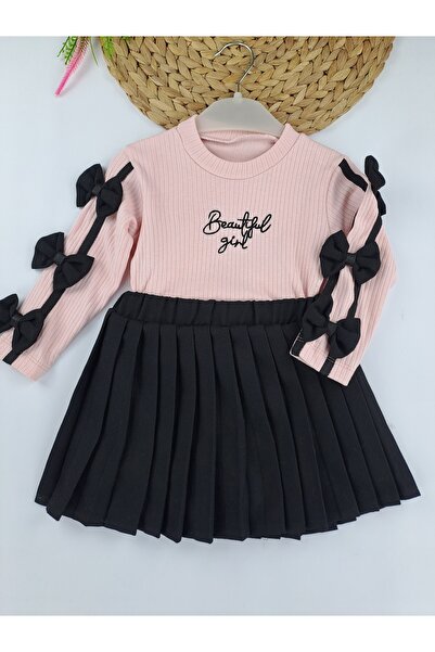 Butik Set de două piese pentru fete, fustă scurtă plisată, cu fundă, calitate...