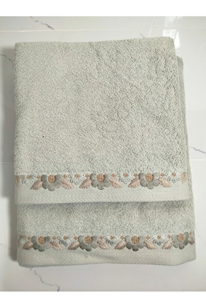 Arliva Home Bukle Embroidered Boxed Bath Set 50X85 cm Face Towel and 90X150 c...