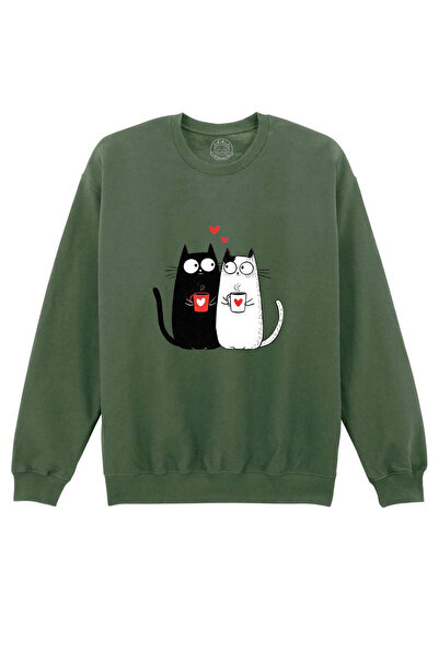 Cu Pisici Bluza Printata-Love, Purrs & Coffee, Unisex, Valentine's Day