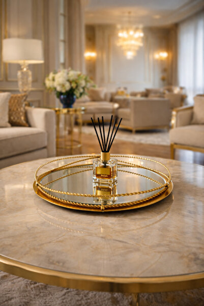 EvLight Mirrored Metal Gold Promise Engagement Presentation Tray