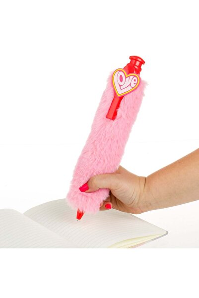 OEM Large Pink Plush Pen with Heart Pattern 28cm