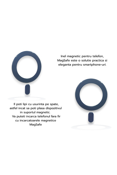 OEMN Inel magnetic, suport magnetic autoadeziv din neodim– pentru huse si telefoane compatibile- ALBASTRU