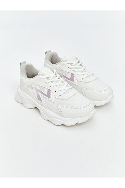 LC Waikiki Rmz Gi̇yi̇m Farkiyla Girls' Sneakers with Laces and Velcro Fasteners