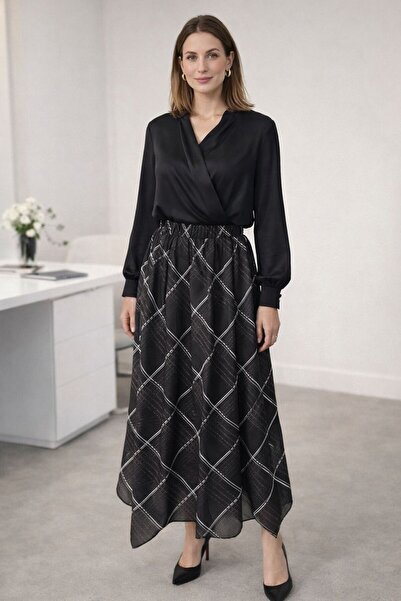 sarıdağ Asymmetrical Cut Chiffon Skirt