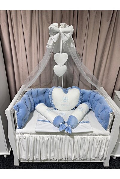PeppiBambini Personalized 11-piece cot linen REGAL Blue -