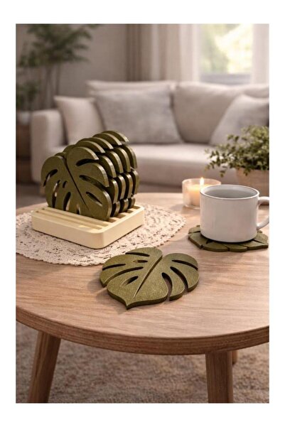 KAR3DELEN Printing Monstera Yaprak Tasarımlı Bardak Altlığı Seti – I Dekorati...