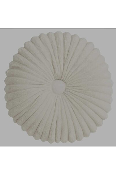 OEM Decorative Velvet Ecru Cushion with Buttons for Sofa Ø35cm