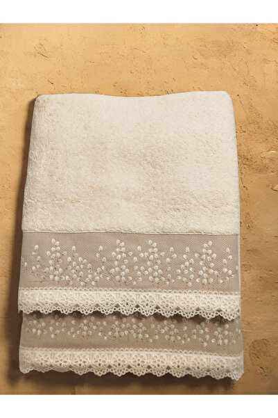 Arliva Home Set de baie din 2 piese, cu dantelă brodată, în cutie, 50x85 cm p...