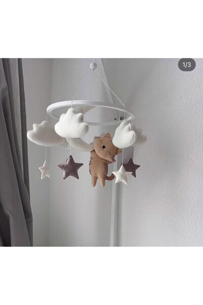 hobiimobiii Bebek beşik süsü keçe dönence (MÜZİKLİ) kedili ay dede
