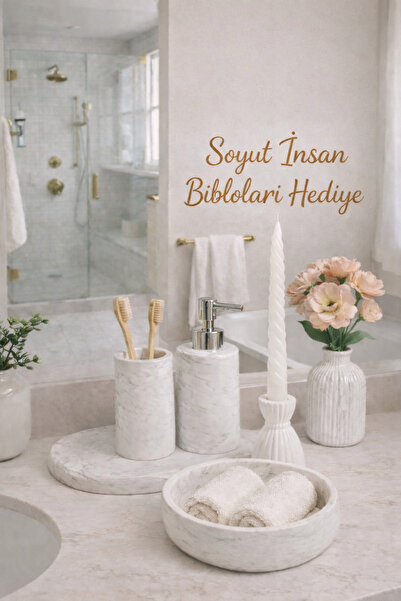 lufen deco Mermer Desenli Beton 6'lı Banyo Wc seti Sıvı Sabunluk Diş Fırçalık...