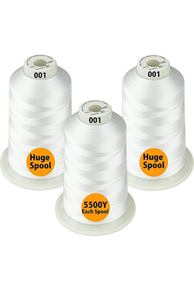 Simthread Set Ață De Brodat 3 Bobine, 5000 m, Culoare Alb