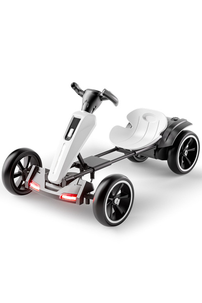 Kinderauto Kart electric pentru copii Kinderplay GoKart V2, alb, 12V