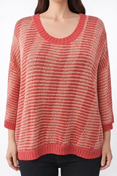 Neden Tekstil Crew Neck Self-Patterned Loose Knit Sweater