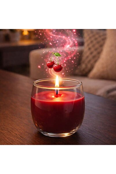 OEM Lumanare Parfumata Rosie cu Aroma de Cirese in Recipient de Sticla Ø7x7cm