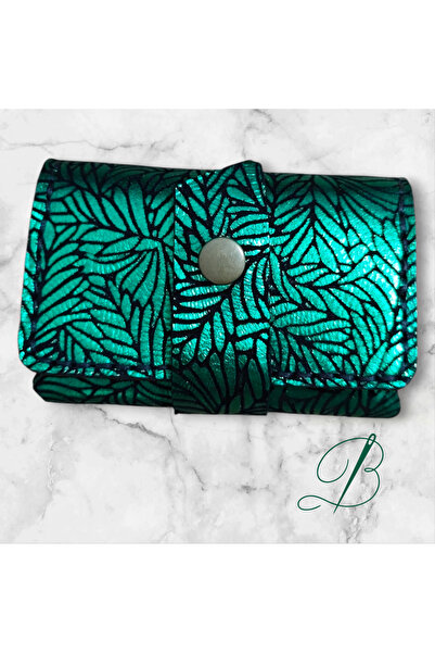 elemeğim El Yapımı Hakiki Deri Sihirli Cüzdan Desenli Yeşil (Kart,Nakit,Kartv...