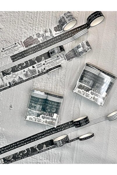 SF SCRAPBOOK KIRTASİYE Desenli Bant Washi tape Scrapbook Gezegen Temalı 10'lu...