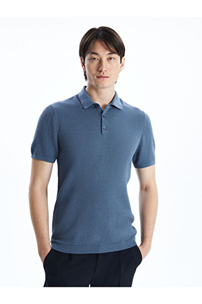 LC Waikiki Men's Knitwear Sweater with Turn-Down Roba Collar and Short Sleeve...