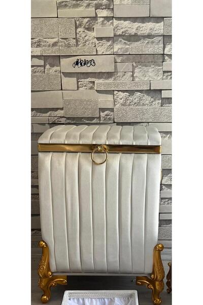 Zoe Home Tekli Kadife Çizgili Kirli Çamaşır Sepeti Seti - Oyuncak - Saklama K...